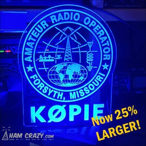 Round Logo - Ham Radio Lighted On Air Callsign Display LED - Amateur Radio Operator NOW 25% LARGER!
