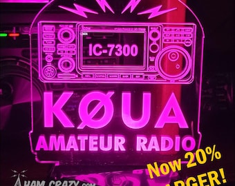 Icom IC-7300 Lighted Ham Radio Callsign Display LED Amateur Radio N0W 20% LARGER !