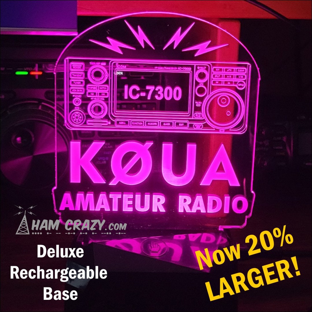 IC7300 Lighted Ham Radio Callsign Display LED Amateur Radio N0W 20 LARGER Includes Deluxe