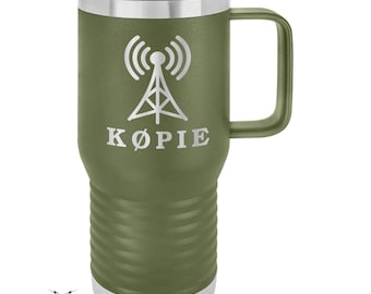 20oz Ham Radio Callsign Travel Mug with Antenna