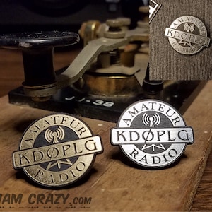 Antenna Hat Pin with Callsign - PAIR - Amateur Radio