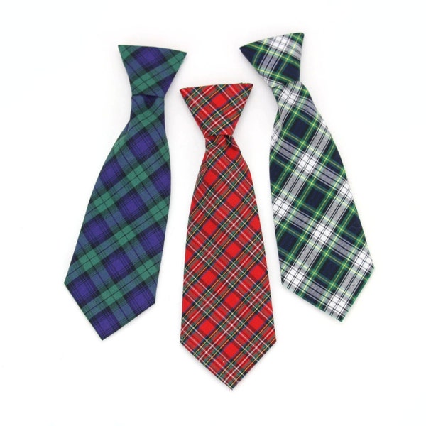 Holiday Tartan Dog Neck Tie Cat Necktie, Classic Plaid Pet Necktie