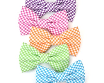 Gingham Dog Bow Tie - Cat Bowtie - Spring Summer Pet Tie