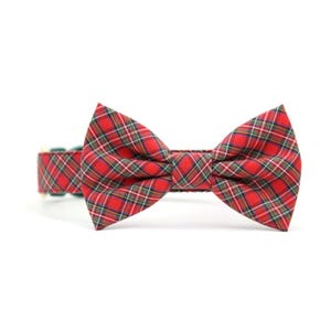 Christmas Plaid Dog Bow Tie Collar - Holiday Tartan image 1