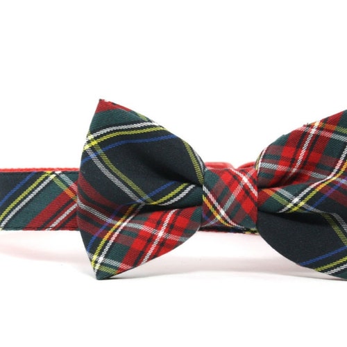 Tartan Plaid Bow Tie Dog Collar Holiday Dog Collar Bowtie Etsy