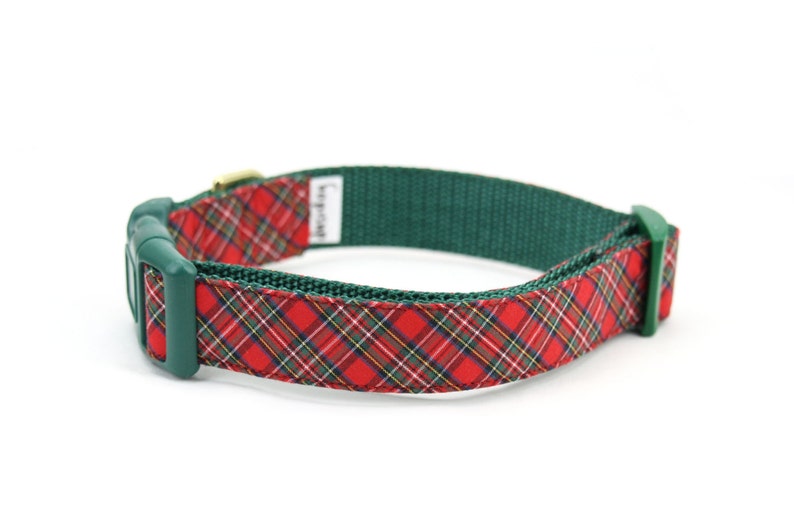 Christmas Plaid Dog Bow Tie Collar - Holiday Tartan image 5