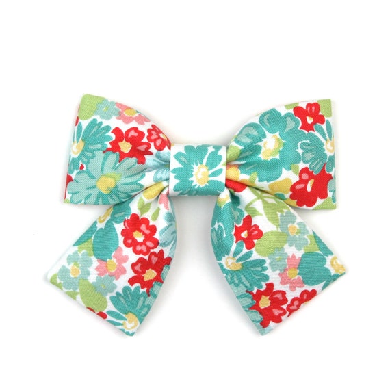 Watercolor Floral Girl Cat Bow Floral Print Flower Dog Bow Easter girl Dog Bow Girly Dog Flower Bow Watercolor Floral Girl Dog Bow
