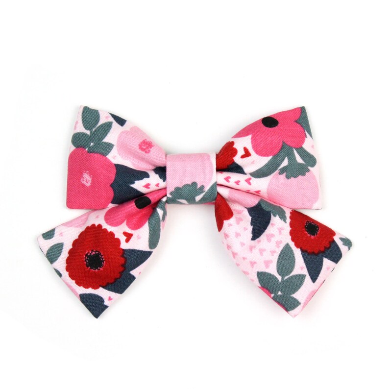 Floral Girl Dog Collar Bow Pink Cat Bow Girly Bowtie with Etsy