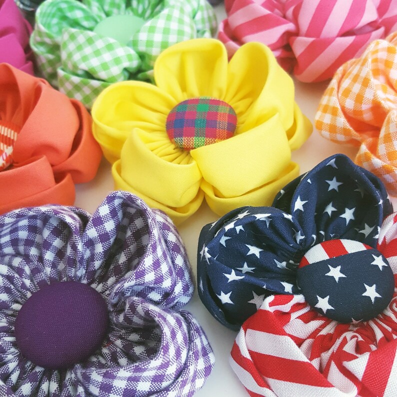Dog Flower Collar Accessory Removable Fabric Flower Choose Etsy