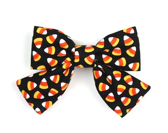 Candy Corn Dog Collar Bow - Cat Bow - Halloween Pet Accessory