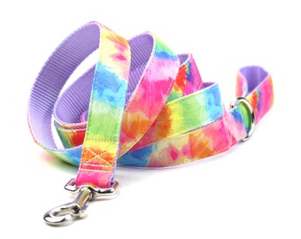 Rainbow Dog Leash - Tie Dye Print - Pride - Dog Lead 4 ft 6 ft