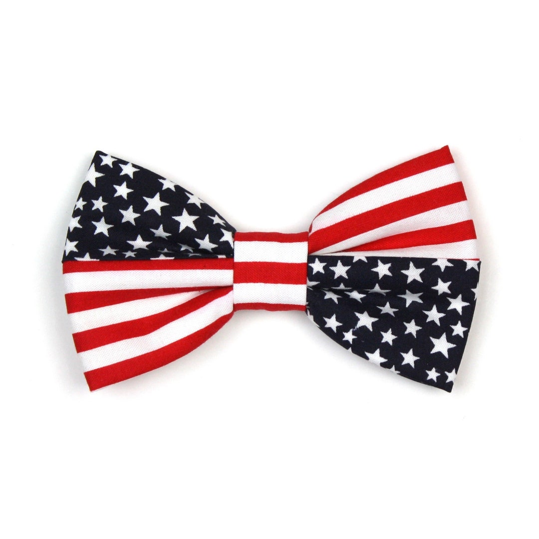 American Flag Dog Bow Tie July 4th Patriotic Cat Bowtie - Etsy
