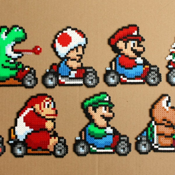 Super Mario Kart hama perler bead figure Racing SNES Personnages de jeux vidéo