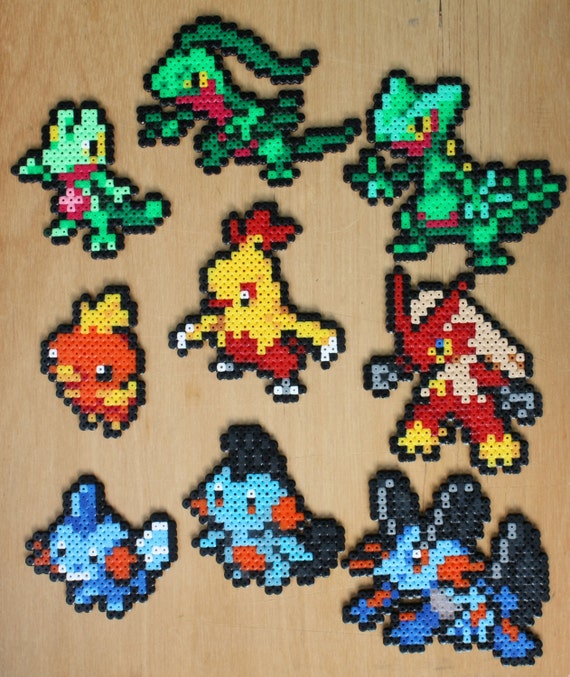 Pokemon Handmade Perler Bead Figure Treecko Torchic Mudkip -  Finland