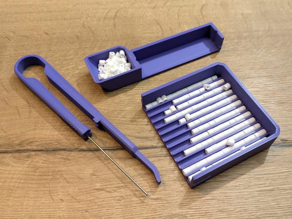 Fuse bead single needle tweezer & aligner tray set – Precision tool kit for fuse bead projects