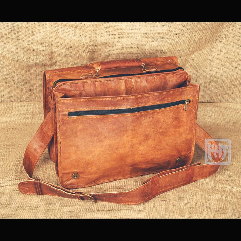 FHT Camel Leather Professor Messenger Bag Shoulder Travel Etsy