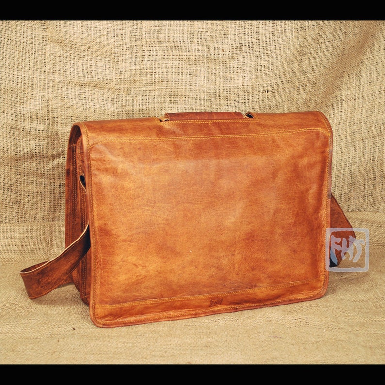 FHT Camel Leather Professor Messenger Bag Shoulder Travel Etsy