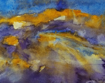 Watercolor Landscape.  Original Painting.  Matted to 9 x 12 inches and ready to frame.