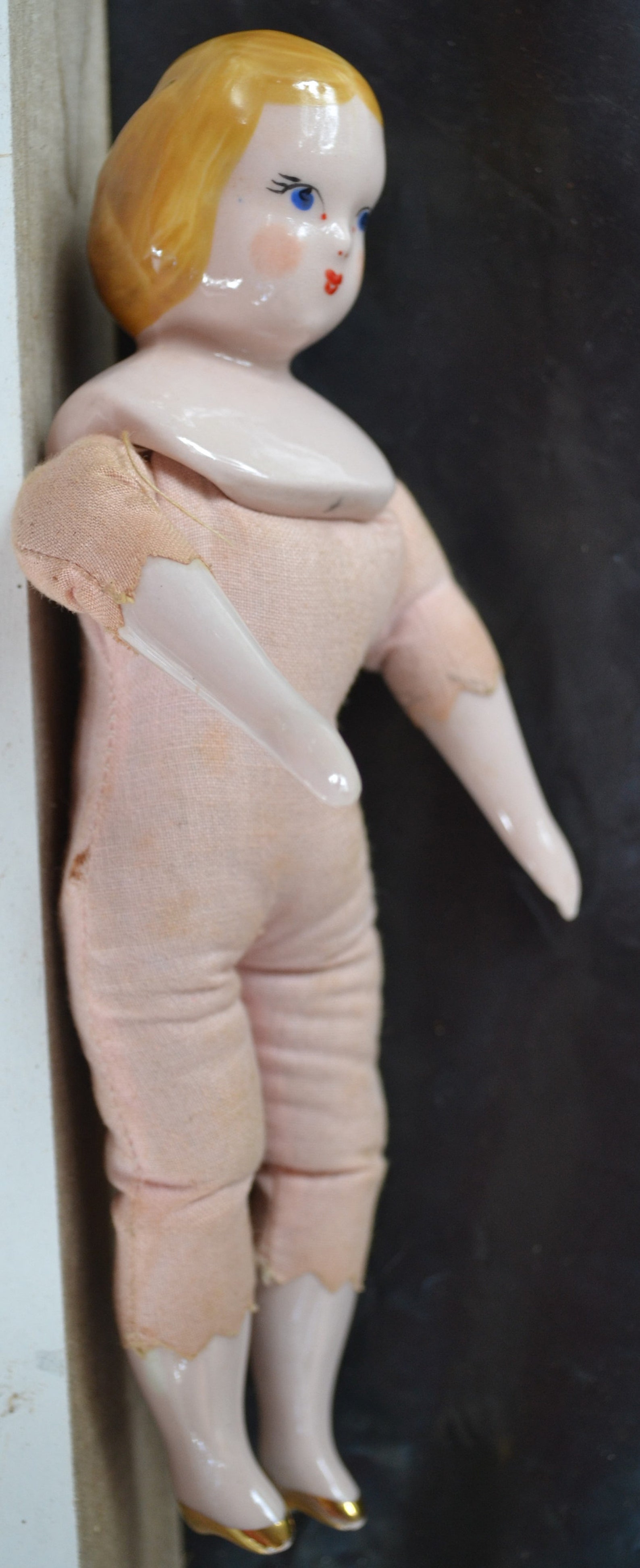 Porcelain Doll With Cloth Body Vintage Etsy