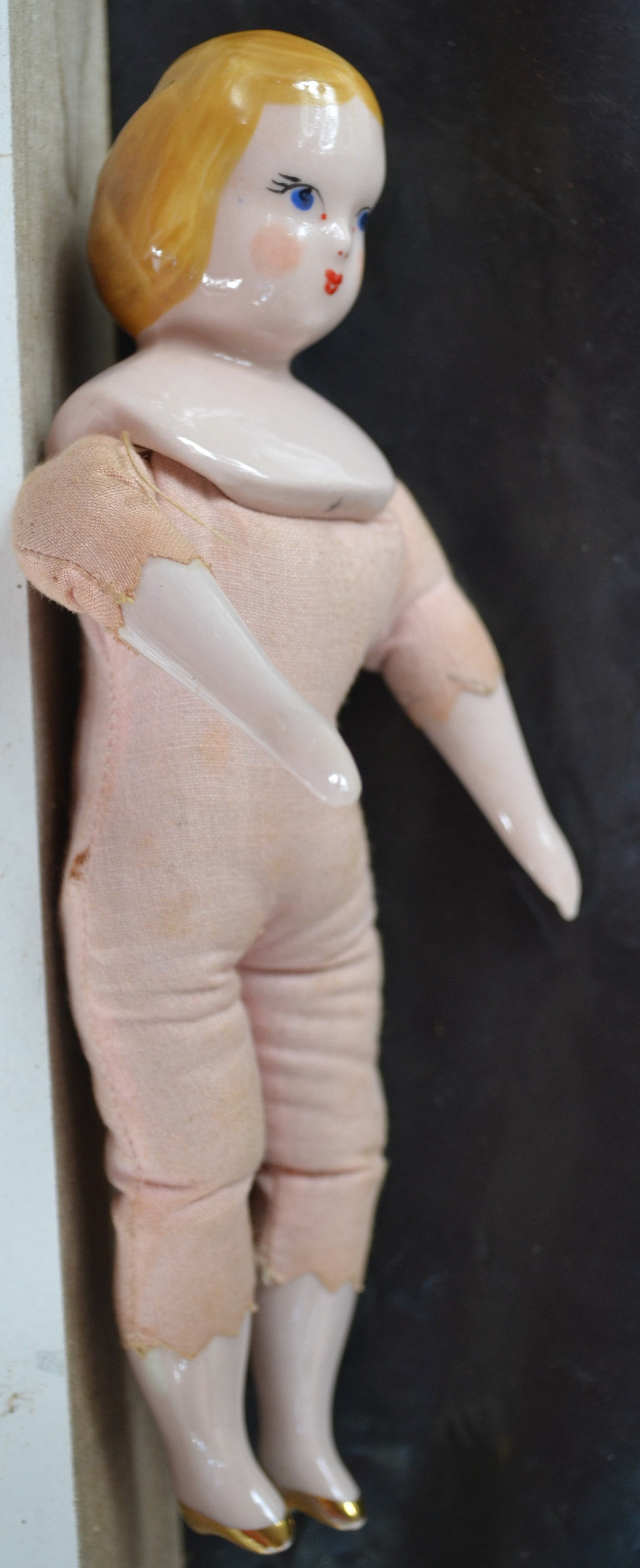 Porcelain Doll with Cloth Body Vintage Etsy
