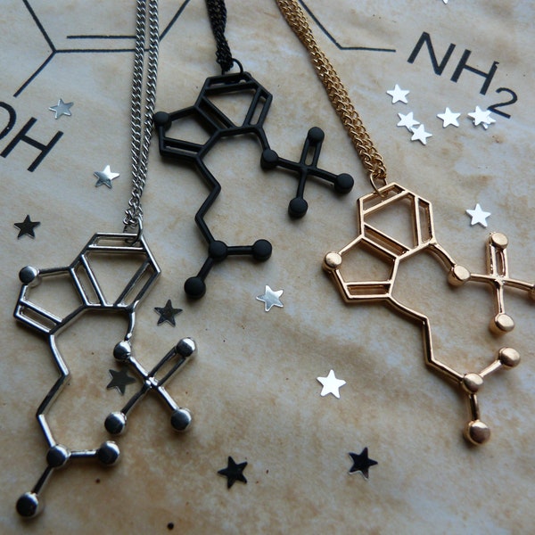 Magic mushroom - psylocybin - Molecule pendant necklace - silver