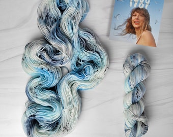 1989 - Hand Dyed Variegated Yarn - fingering lace worsted bulky - choose your base- grey white blue brown green Taylor Swift inspired yarn