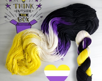 Think Outside the Box - Nonbinary Flag - Hand Dyed Variegated Yarn - lace fingering sport dk worsted aran bulky weight - choose your base