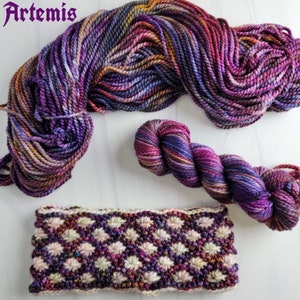 Hand Dyed Yarn - Artemis -  lace fingering sport dk worsted aran bulky weight choose your base- purple violet blue brown Greek goddess