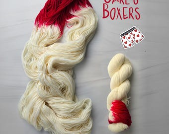 Carl's Boxers - Hand Dyed Variegated Yarn - fingering lace to worsted to bulky - choose your base - inspired by DCC books white red AP