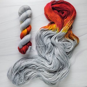 September Rain- Hand Dyed Variegated Yarn - fingering to worsted weight choose your base light grey red orange burgundy yellow