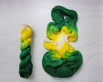 Green Bay - Hand Dyed Yarn - lace fingering dk worsted bulky - weight choose your base - green gold yellow white