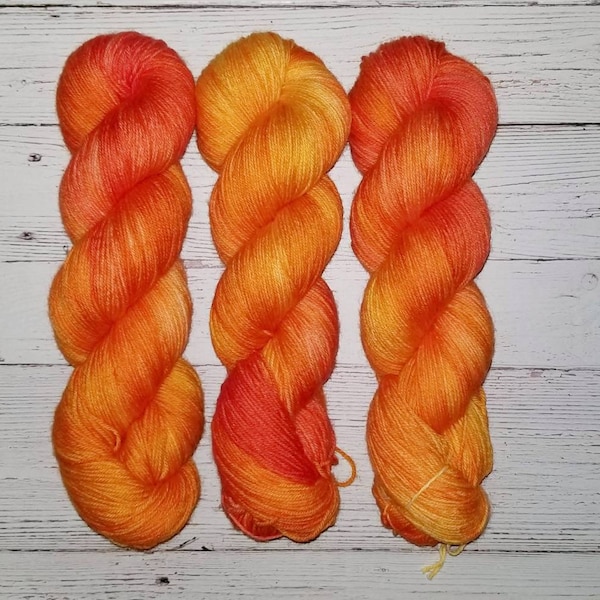 Monarch Orange- Hand Dyed Variegated Yarn - fingering to worsted weight choose your base