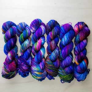 Hand Dyed Yarn - Leap of Faith -  lace fingering sport dk worsted aran bulky weight choose your base- purple violet pink blue yellow