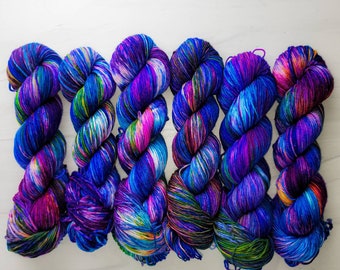 Hand Dyed Yarn - Leap of Faith -  lace fingering sport dk worsted aran bulky weight choose your base- purple violet pink blue yellow