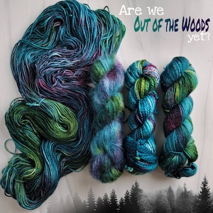 Out of the Woods - Hand Dyed Variegated Yarn - fingering to worsted weight choose your base teal green maroon purple moss blue