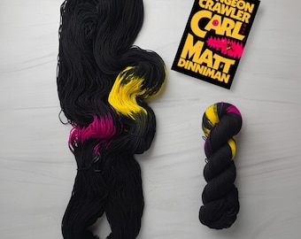 Dungeon Crawler - Hand Dyed Variegated Yarn - fingering lace to worsted to bulky - choose your base- inspired by DCC books black pink yellow