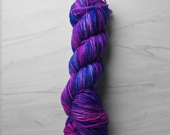 RTS Ready to Ship - W75 Worsted yarn base -exact skein shown - 100g 219 yards ultra fine SW Merino-  blue and pink purple
