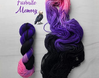 Katia's favorite memory- Hand Dyed Variegated Yarn - fingering lace to worsted to bulky - choose your base - inspired by DCC books purple