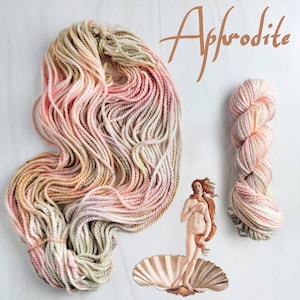 Hand Dyed Yarn - Aphrodite -  lace fingering sport dk worsted aran bulky weight choose your base- pastel peach sand pink green Greek goddess