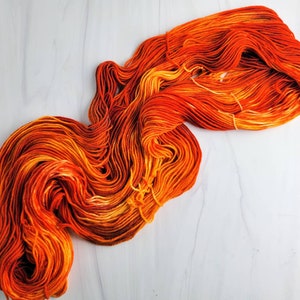 Fire - Hand Dyed Tonal Solid Yarn - fingering to worsted weight choose your base bright orange golden brown yellow - lace bulky dk aran etc