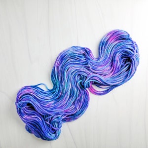 Mermaid Blush-  Hand Dyed Deconstructed Variegated Yarn - lace fingering worsted dk or bulky yarn- dark blue purple teal hot pink Fuchsia