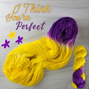 I Think You&#39;re Perfect - Intersex Flag - Hand Dyed Variegated Yarn -lace fingering dk worsted bulky - choose your base - yellow with purple