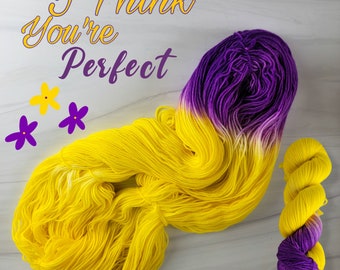 I Think You're Perfect - Intersex Flag - Hand Dyed Variegated Yarn -lace fingering dk worsted bulky - choose your base - yellow with purple