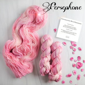 Persephone - Hand Dyed Yarn -  lace fingering sport dk worsted aran or bulky weight choose your base- Greek goddess light pastel pink