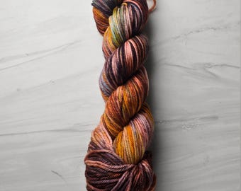 RTS Ready to Ship - W82 Worsted yarn base -exact skein shown - 100g 219 yards ultra fine SW Merino-  Brown Red Orange