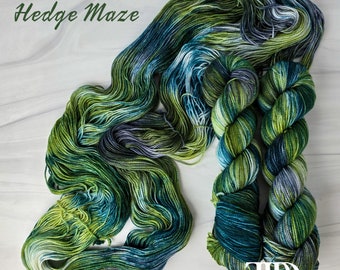 Back Into the Hedge Maze- Hand Dyed Variegated Yarn - fingering dk worsted bulky - choose your base- Taylor Swift inspired yarn green moss