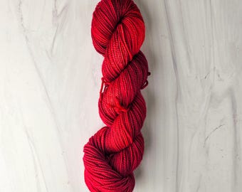 RTS Ready to Ship - P5 DK Weight Yarn pearl base 2 ply -exact skein shown - 100g 246 yards ultra fine SW Merino - red melt the ice