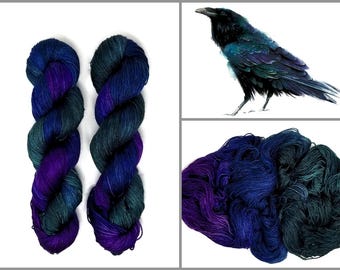 Raven - Hand Dyed Variegated Yarn - fingering lace worsted - choose your base