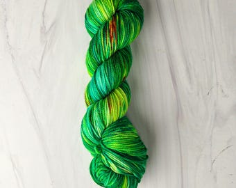 RTS Ready to Ship  sport9 -exact skein shown - 100g 328 yards ultra fine SW Merino - green yellow orange