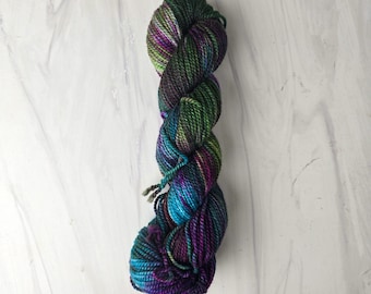 RTS Ready to Ship - Aran Base -exact skein shown - 100g 181 yards fine SW Merino - steam1 - green blue pink purple